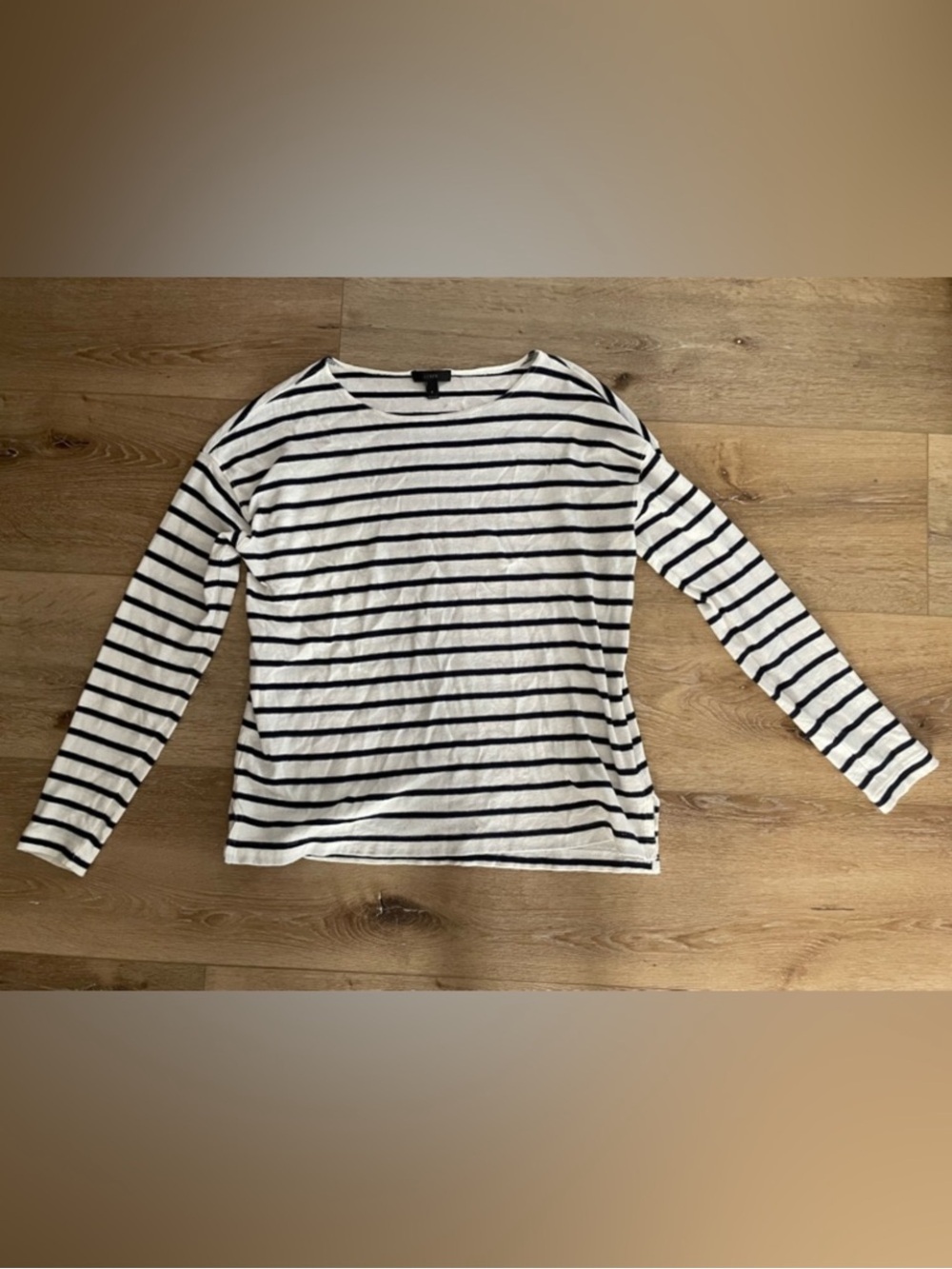 J. Crew white and navy stripe breton long sleeve shirt size small